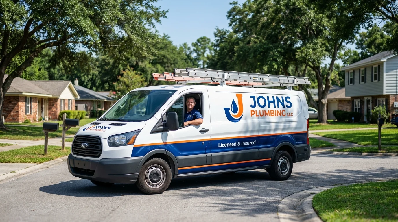 Johns Plumbing LLC service van in Santa Claus, IN