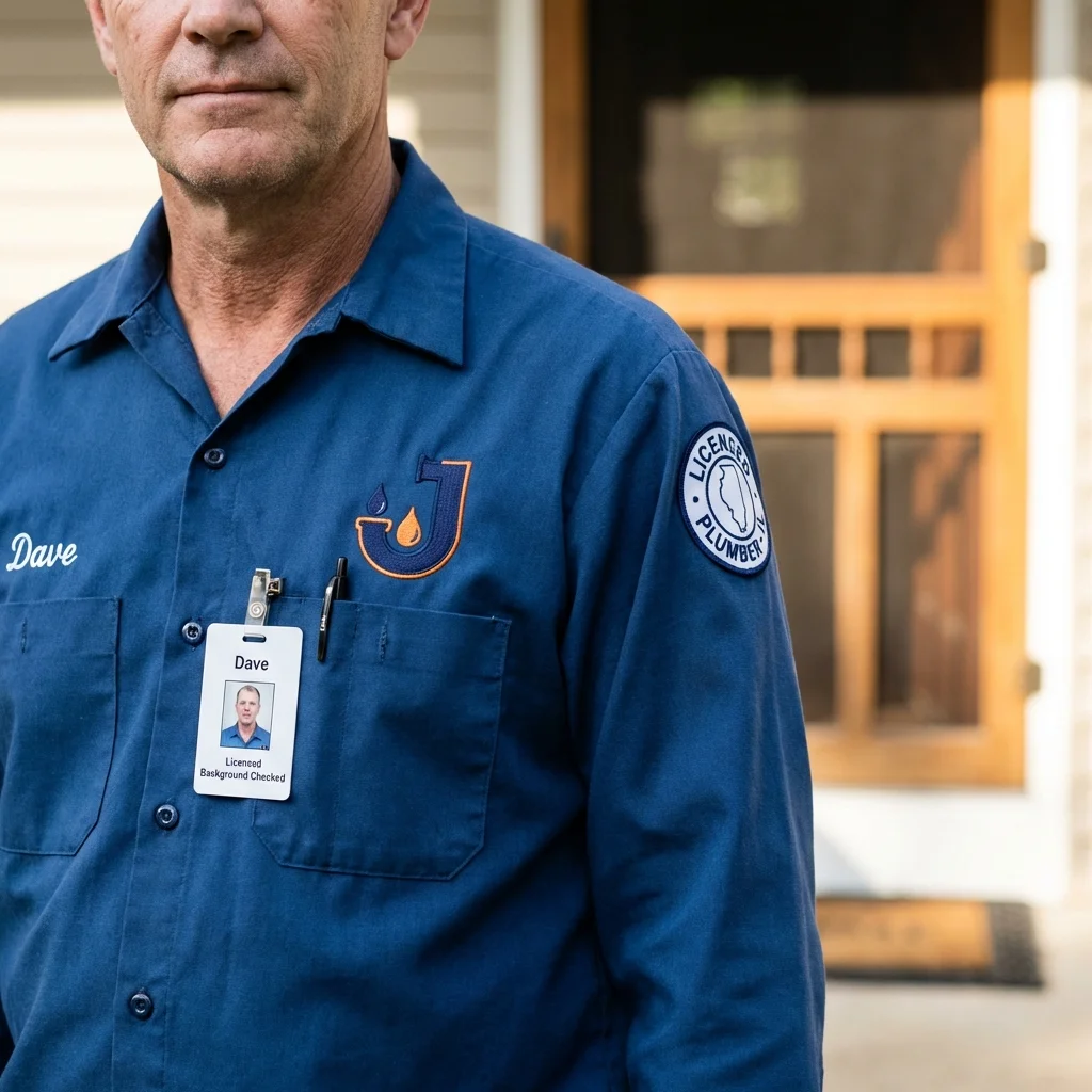 Licensed plumber showing ID badge in Santa Claus, IN
