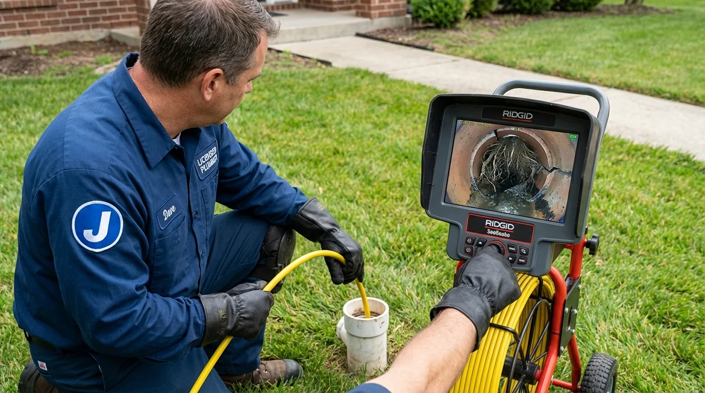 Sewer camera inspection being performed by Johns Plumbing LLC in Santa Claus